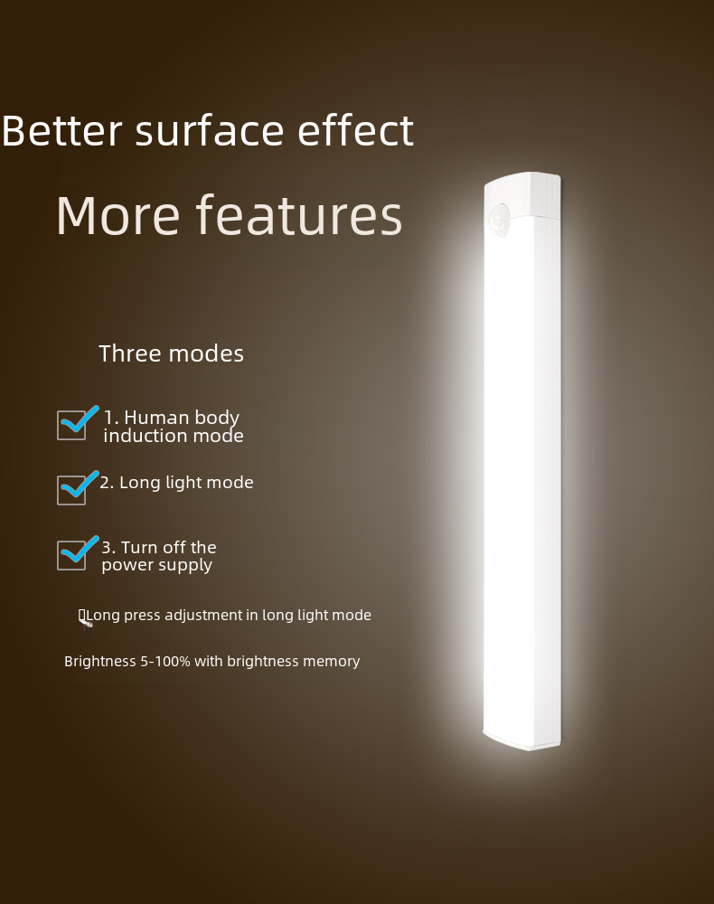 Luz LED para armario con sensor de movimiento y carga USB